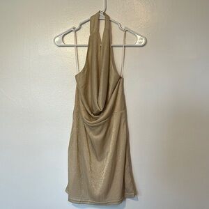 Le Lis Gold Halter Neck Dress NWT